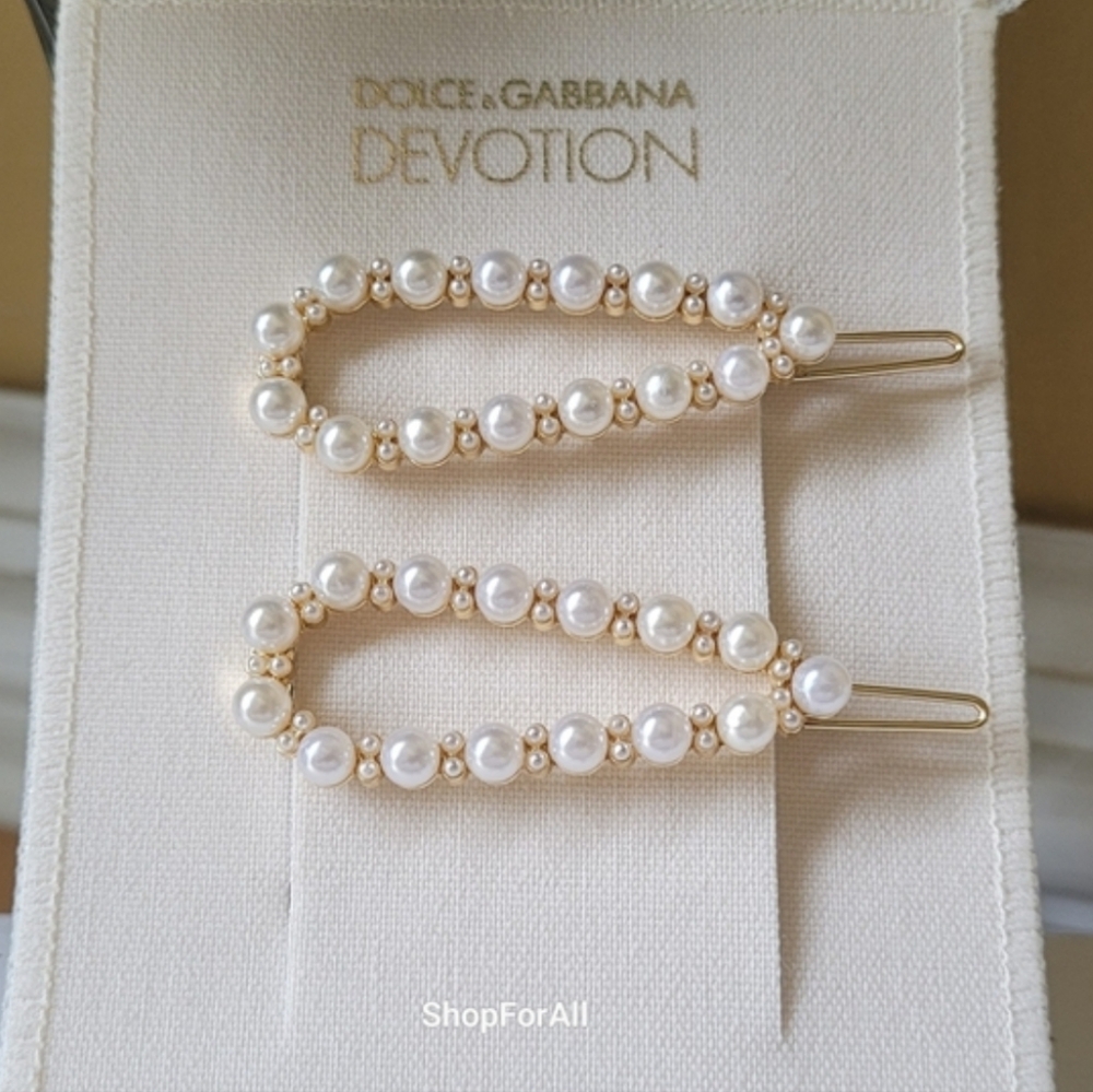 Dolce & Gabbana Gold Pearl Devotion Hair Clips